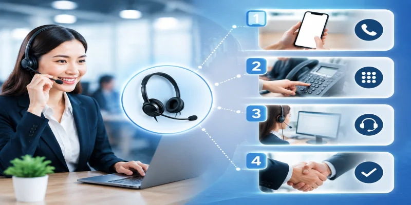 Bảng hướng dẫn các bước thao tác kết nối với tổng đài chăm sóc khách hàng J88.